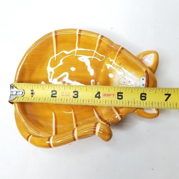 Cute Orange Ceramic Tabby Kitty Cat Kid's Plate or Dish - Picture 7 of 8